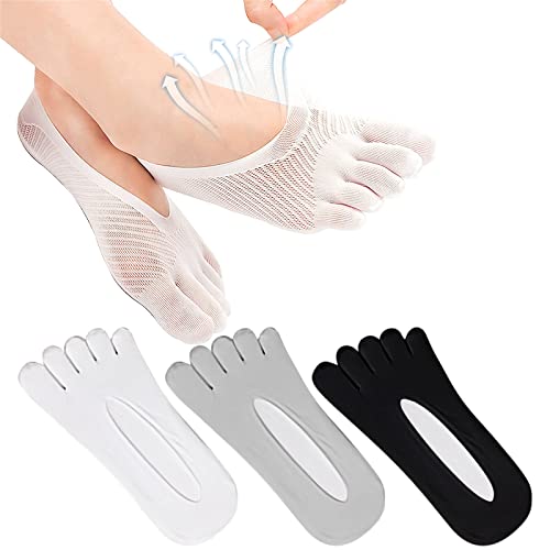 Wuonfsh 3 Pair Projoint Antibunions Health Sock, Women Orthopedic Compression Toe Socks, Full Toe Yoga Sock, Invisible No Show Toe Socks Five Finger Socks (3 Pair) #TOP6