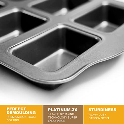 Homow Non-Stick Bakeware Brownie Bar Baking Pan, Mini Loaf Pan, Square Cake Pan, 8-Cavity (14" X9.4''X1.2) #TOP1
