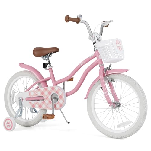Image of BABY JOY Kids Bike, 12 14 16 18 20 Inch Boys Girls Bike w /Removable Basket | Kids Bicycle with Adjustable Seat & Handlebar, Handbrake & Coaster Brake, Training Wheels or Kickstand (Multi-Color Choices)