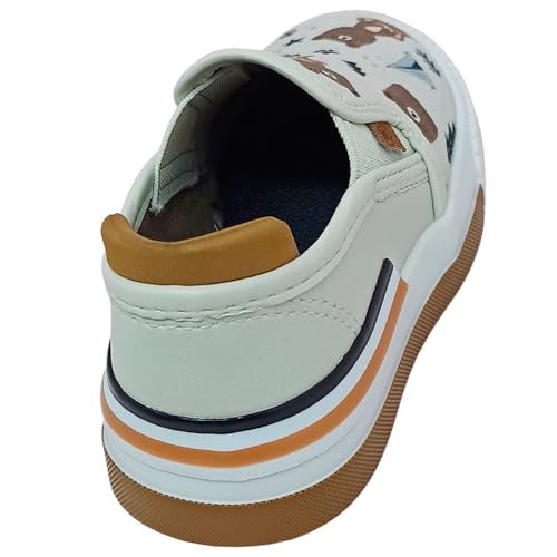 Tênis Molekinho Menino Slip On Urso Napa Cor:Multi Branco Off/Caramelo;Tamanho:24