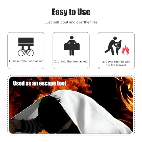Image of 2024 Emergency Fire Suppression Blanket, Flame Retardant for Home, Kitchen, School, Grill, Car, Office, Warehouse (1-Pack)
