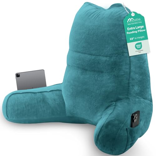 Image of Sasttie Reading Pillow for Bed, Back Pillow for Sitting Up, Teal Blue