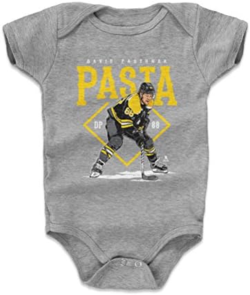 500 LEVEL David Pastrnak Baby Clothes, Onesie, Creeper, Bodysuit (Onesie, 6M, Heather Gray) - David Pastrnak Pasta Y WHT