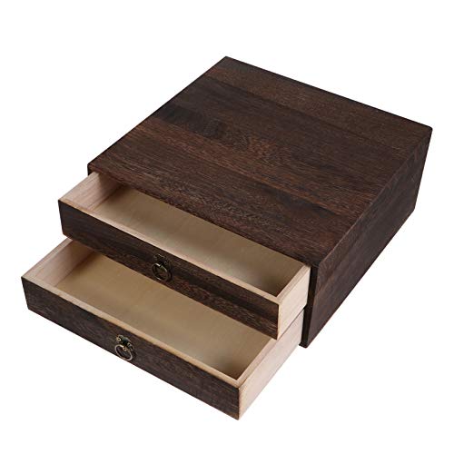 Zerodeko Wooden Desk Storage Office Drawer Retro Style Small Size Large Capacity