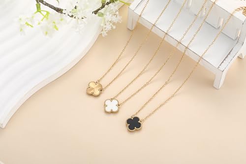 Image of AIPPK 18K Gold Plated Clover Pendant Necklace Set for Women Fashion Four Leaf Clover Necklace Lucky Simple Jewelry Gifts for Women 3Pcs