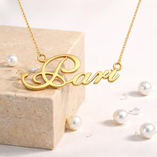 Image of Pari Cursive Gold & Silver Name Pendant Necklace, Best Jewelry Gift for Girls.