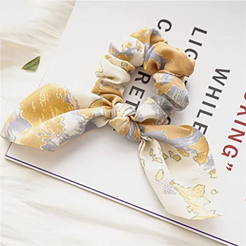 Bipros 4Psc Tie Dyeing Retro Rabbit Ears, Large Intestine, Head Jewelry, Women's Hair, Hair Knot Cloth, Cloth Head Circle #TOP2