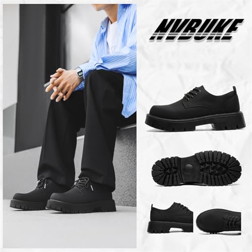 Men's Leather Platform Formal Oxford Shoes Classic Round-Toed Chunky Non-Slip Comfortable Formal Lace-Up Casual Suit Shoes Work Wedding Derby Shoes2