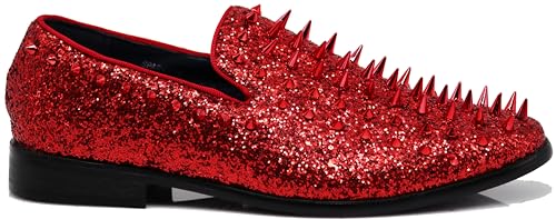 Image of SPK16 Men's Vintage Spike Dress Loafers Slip On Fashion Shoes Classic Tuxedo Dress Shoes