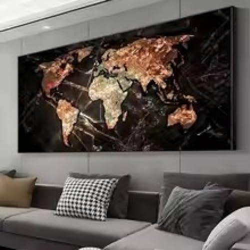 Carte du monde en marbre affiche tableau abstrait cadre deco murale maison