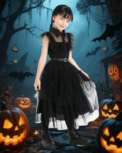 Vestido negro para niña disfraz Halloween miniatura 5