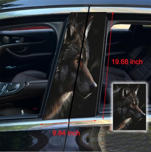 Image of 2pcs /1set Car B Pillar Sticker Decal Upgraded Vinyl Car Decals Body Side Stickers,Wolf Graphics Scratch Cover Large Sticker for Car Auto Van SUVs Trucks 19.6'' (Brown Side)