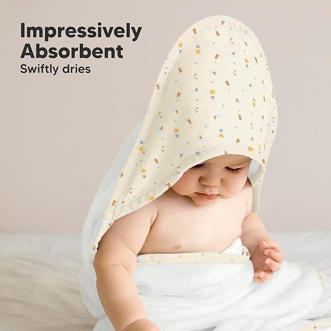 Image of KeaBabies Hooded Baby Towel for Newborn, Baby Bath Towels (Dreamers, 35x35)