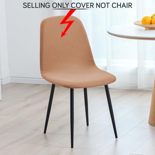 Image of HOKIPO 'SereneSolids' 140 GSM Shell Chair Cover, Mid Century Modern Dining Chair Cover, Pack of 1, Camel (AR-6248-CML)
