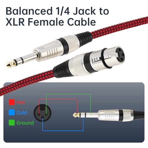 Cable de micrófono 1/4 TRS macho a XLR hembra 1.5 m miniatura 6
