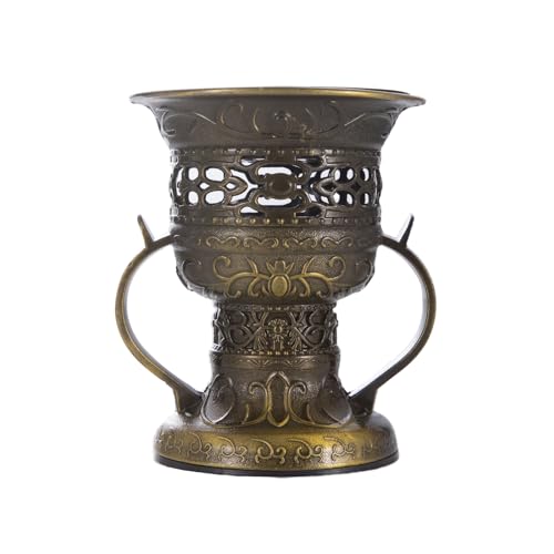 Incense Censer, Bakhoor Burner, Charcoal Incense Burner, Incense Burner with Handle Tongs for Yoga, Spa Aromatherapy Bronze Color