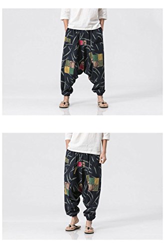Banana Bucket Men's Casual Cotton Linen Pants Loose Harem Capri Trousers2