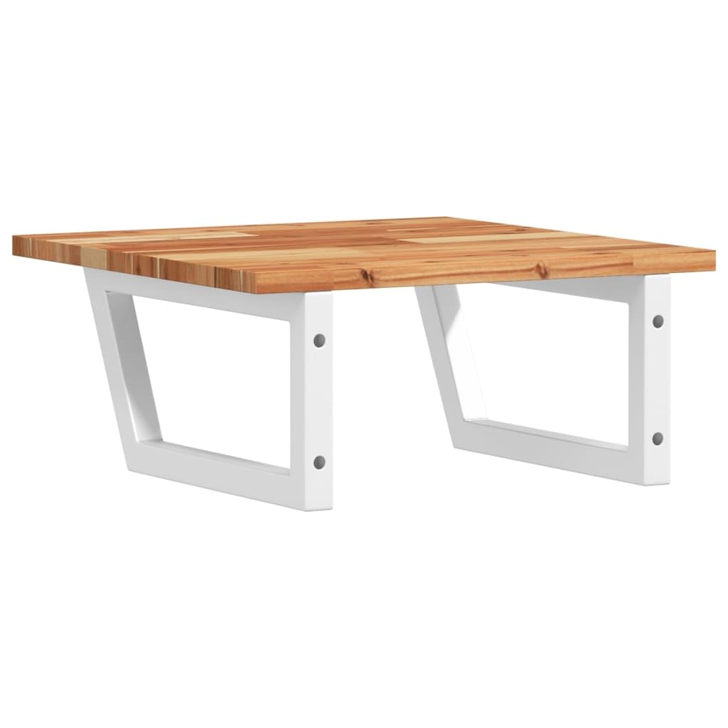 Mangloder Estantería para lavabo de pared de acero y madera maciza de acacia, 50 x 50 cm, con soporte trapezoidal, estante para ahorrar espacio para baño, lavabo, cosméticos y toallas