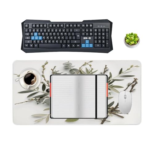 White Natural Greenery Twig Desk Mat Grande Antideslizante miniatura 4