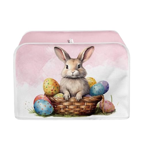 Gomyblomy Rabbits Durable Polyester Protective Cover, Easter Master 4-Slice Toaster Cover with Handles, Washable Oven Dust Cover, Kitchen Accessories