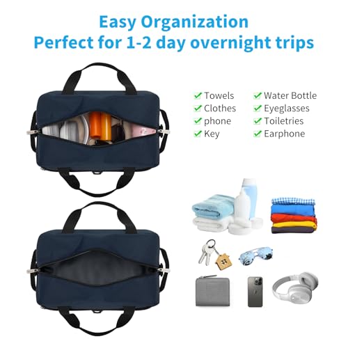 Image of Apenze Small Gym Bag 14 inch lightweight Carry On Mini Duffel Bag with D-Ring for Travel Sport - Navy Blue