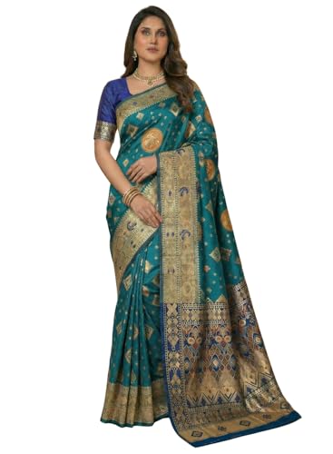 Image of C J Enterprise Women's Pure Soft Silk Saree With Blouse Piece For Wedding (Diamond-Patola)