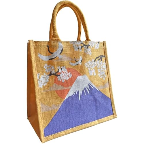 Sac en toile de jute motif montagne idéal pour le marché et vos pique-niques nature