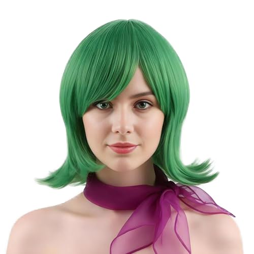 KiyaCos Deep Green Disgust Wig Women Flip Out Wig Short Halloween Heat Resistant Synthetic Costume Wig