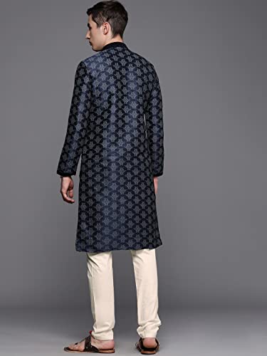 Image of Manyavar Men's Self Design Printed Kurta Set (2pcs)