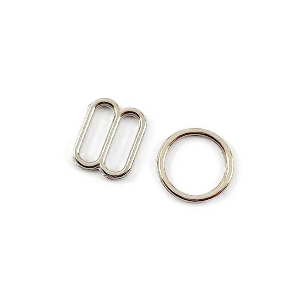 ROCILB 100Pcs Metal O Ring Bra Buckles Adjuster Bikini Clip Clasp Connector Underwear Strap Slider Lingerie Hardware Sewing Accessories