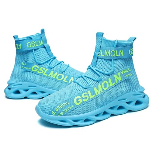 Image of Jakcuz Men's High Top Sneakers Plus Size Breathable Gym Athletic Running Walking Tennis Comfortable Fashion Platform Shoes