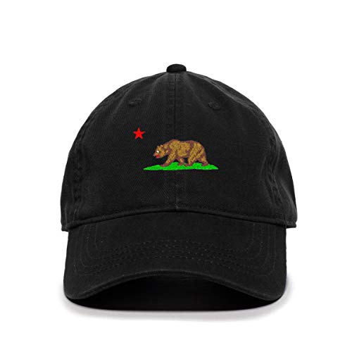 Tech Design California Bear Baseball Cap Embroidered Cotton Adjustable Dad Hat Black