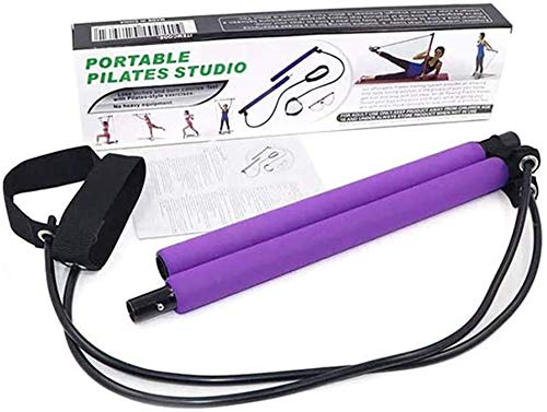 Pilates Bar Set, Portable Yoga Exercise Pilate Stick with Resistance Band Foot Loop, Fitness equipment for Stretch Sculpt Twisting Sit-Up for Man Women Home Gym Bodybuilding shaping Workout