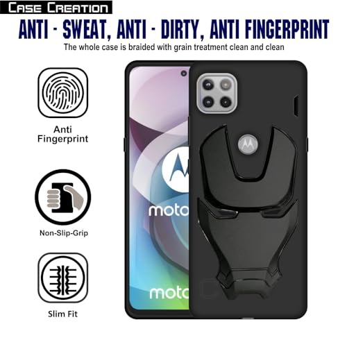 Image of COVERLY Official 3D Smooth Feel Avenger Logo Mask Soft Rugged Grip Iron Man Engraved Cartoon Movie Engraved Silicone Rubber Matte Strong Back Cover for Motorola Moto G 5G (2020) - Black