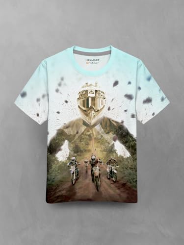 Image of HELLCAT Trendy Front & Back Graphic Printed Cotton Blend Half Sleeve Premium Round Neck Tshirt for Boys - Pack of 2