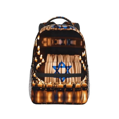 Sac à dos léger en toile imprimée drapeau israélien taille unique - 7