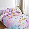 NTBED Unicorn Twin Comforter Set with Sheets,5 Pieces Kids Bedding Sets for Girls, Lightweight Microfiber Star Rainbow Bed in a Bag,Blue Purple #2