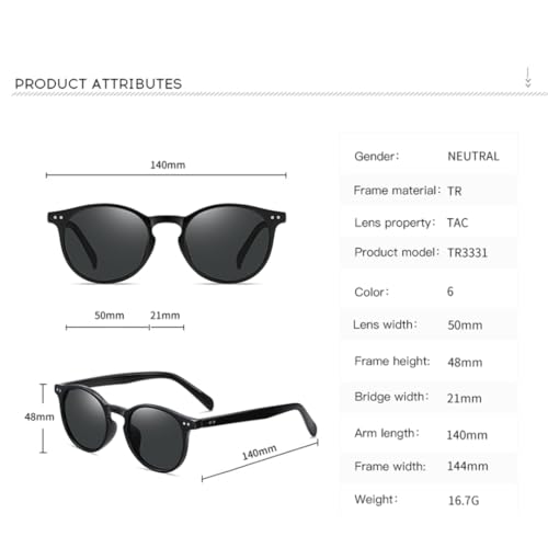 Lunettes de soleil rondes polarisées UV400 style rétro mixte