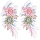 CABODYALS 2 Stück Rosa 3D Blumen Pailletten Stickerei Applikationen Spitzen Fleur Blumenapplikationen Florales Patches Flicken Stoff Aufkleber Zum Aufnähen Auf Zum Nähen Basteln Kleidung Reparatur