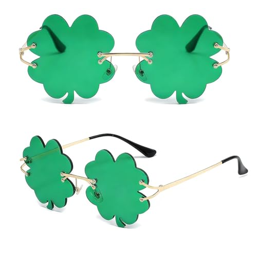St. Patricks Day Brille St. Patricks Day Sonnenbrille grün St. Paddyks Day Accessoires Kostümbrille mit grünem Kleeblattmotiv Accessoires für Damen Herren Leprechaun-Kostüm Feiern und Reisen