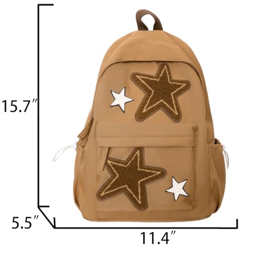 Stylish Cute Simple Star Patchwork Backpack 15.7 Inch Y2K Casual Lightweight Resistant College Daypack2