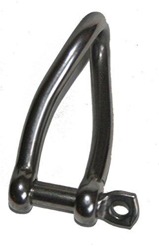 Nautos Twisted Shackle with Screw Eye PIN - Set of 2 PCS - Forged- Stainless Steel 316 (8mm - 5/16
