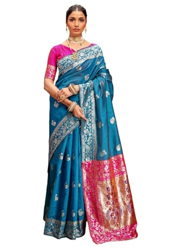 Image of SIRIL Women's Paithani jacquard Silk Saree |Chandrakor Paithani jacquard Saree With Unstitched Blouse Piece