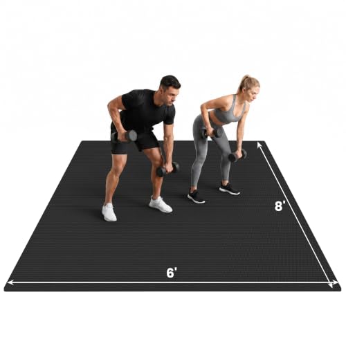 Image of THAILE Large Exercise Mat, 7'x5' /6'x4' /8'x6' /10'x6', 8mm PVC Workout Mat