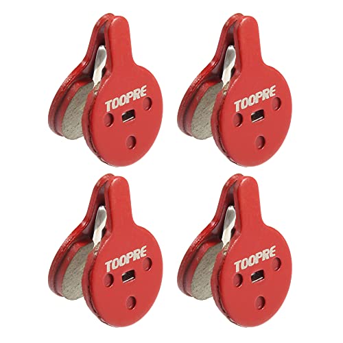 X AUTOHAUX 4 Pair Resin Disc Bike Brake Pads with Spring Leaf for Bicycle, Red