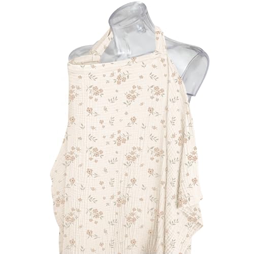image for Konssy Muslin Nursing Cover for Baby Breastfeeding, Breathable 100% Co