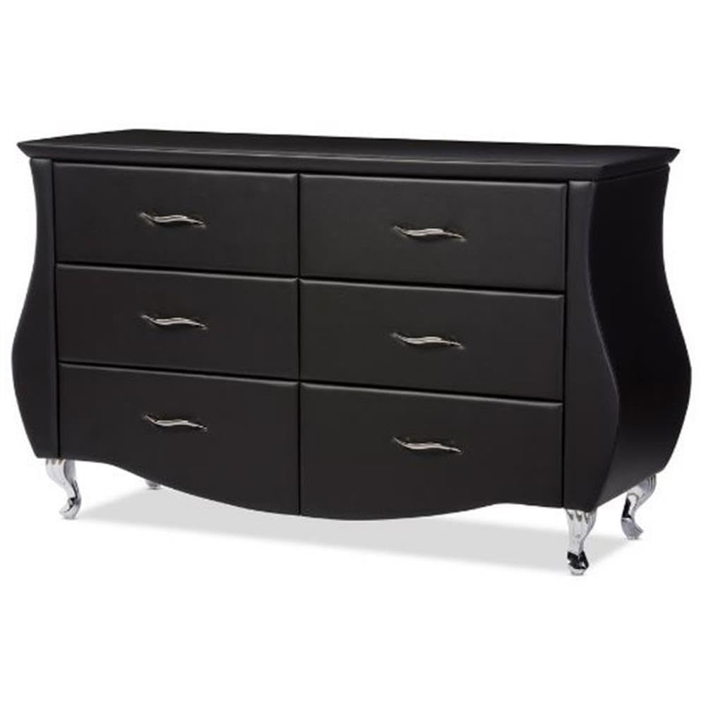 Amazon.com: Baxton Studio Enzo Modern & Contemporary Faux Leather 6-Drawer  Dresser, Medium, Black : Home & Kitchen