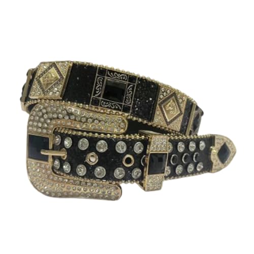 Men Women Rhinestone Belt Western Cowboy Cowgirl Shine Sequin Crystal Diamond Bling Engraved Studded Luxury Strap