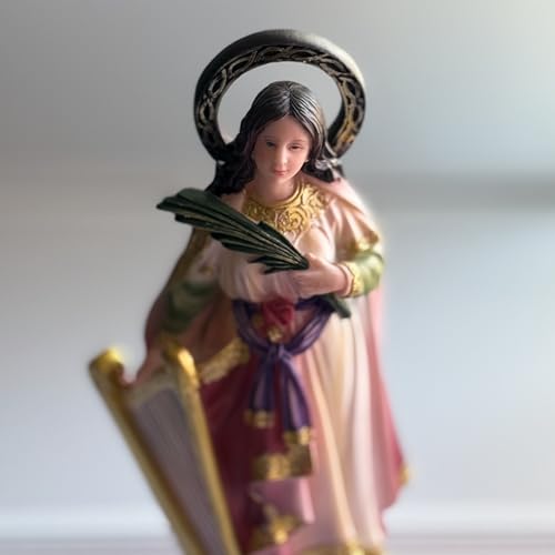 Estatua Santa Cecilia Figura Católica 12" Resina miniatura 6