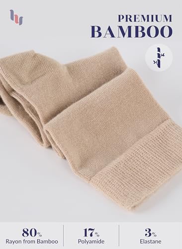 Image of Hugh Ugoli Women's Rayon Derived from Bamboo Knee High Socks Comfort Seam Long Dress Socks, Shoe Size 5-8 /8-11, 4 Pairs